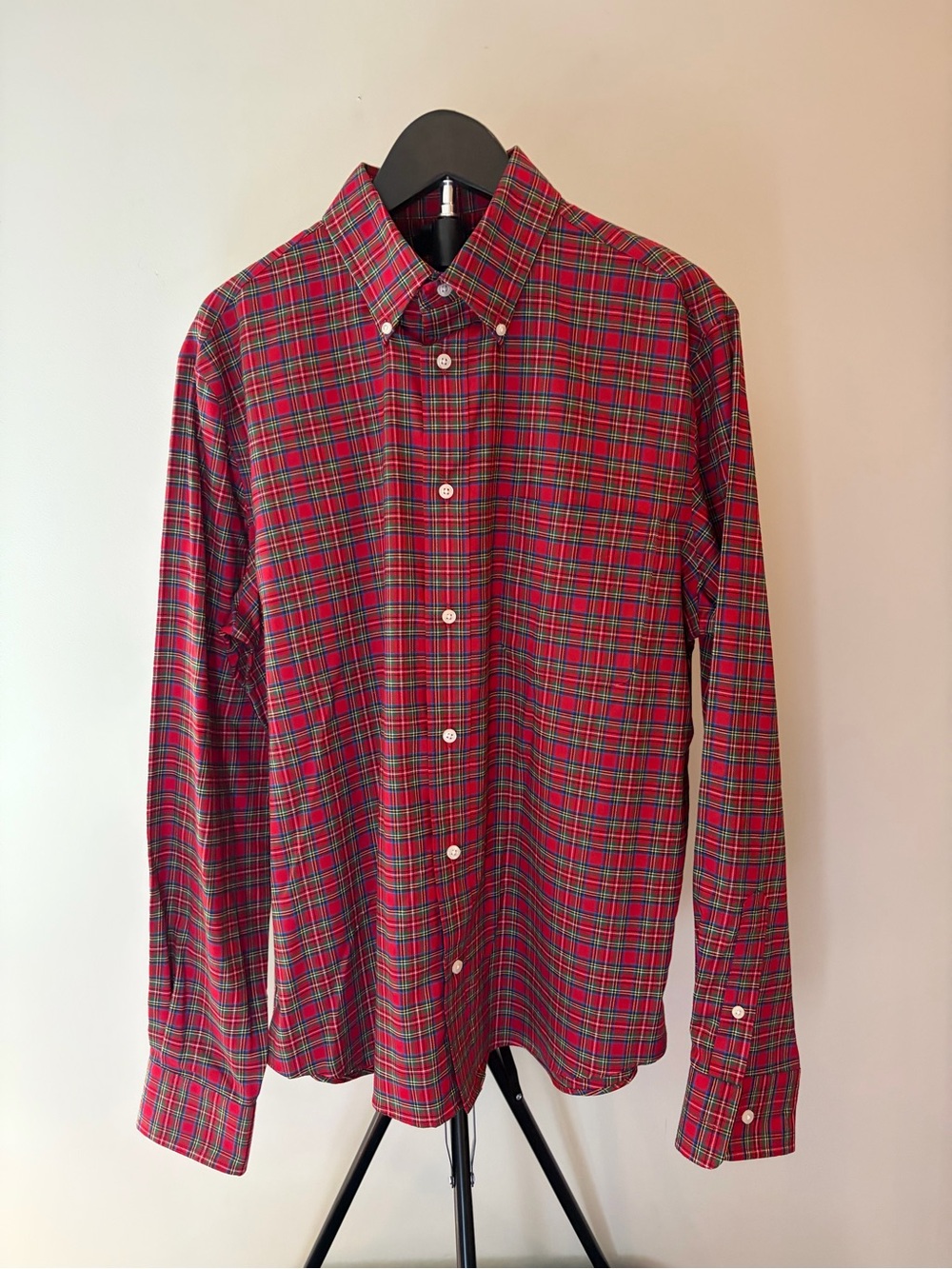 Lauren Ralph Lauren red tartan plaid soft stretch shirt sz M like new condition